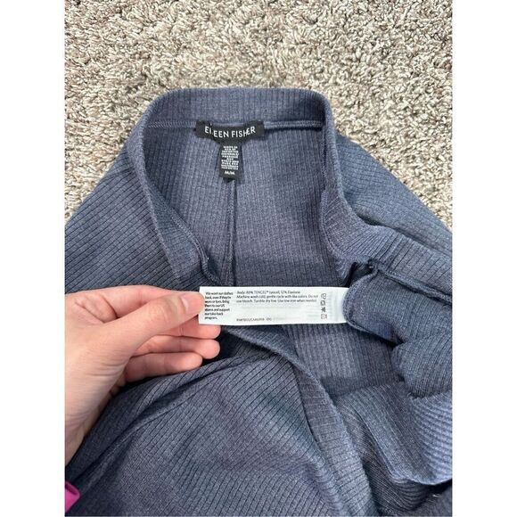 Eileen Fisher Tencel Ribbed Wide Leg Pull On Pants Size M Blue Lounge Stretch - Picture 6 of 16